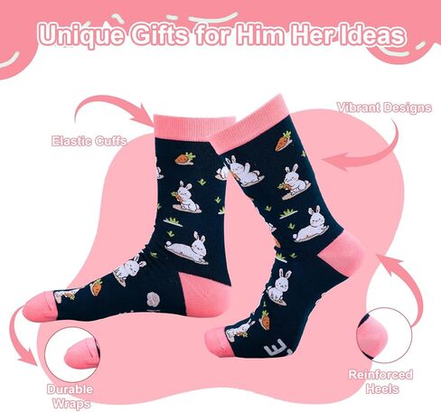 FrereFeter Easter Basket Bunny Socks for Women Girls, Easter socks for Women, EasterS basket stuffer for adult women, Birthday Cute Socks for Her Girlfriend, Teen Girls Rabbit Socks Funny Bunny Gifts in Kuwait