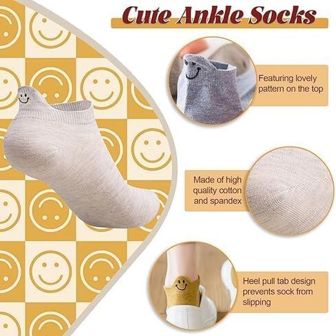 Women Cute Socks 5 Pairs Kawaii Embroidered Funny Low Cut Ankle Socks for Women in Saudi Arabia