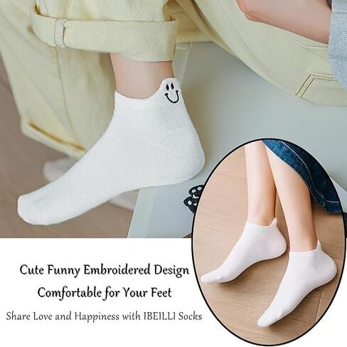 Women Cute Socks 5 Pairs Kawaii Embroidered Funny Low Cut Ankle Socks for Women in Saudi Arabia