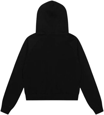 Gothic Women's Black Fur-Trimmed Studded Zip-Up Hooded Jacket Y2K Punk Street Fall Winter Warm Long Sleeve Coat in Saudi Arabia