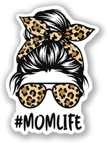 #Momlife-Cheetah Print-Messy BUN-BOY,Girl,Woman,DAD-Sunglasses-Vinyl Decal Stickers-CAR,Truck,Van,SUV,Window,Wall,Cup,Laptop-Two 5 INCH Decals-(2PACK)-S10014 in Kuwait