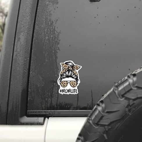 #Momlife-Cheetah Print-Messy BUN-BOY,Girl,Woman,DAD-Sunglasses-Vinyl Decal Stickers-CAR,Truck,Van,SUV,Window,Wall,Cup,Laptop-Two 5 INCH Decals-(2PACK)-S10014 in Kuwait
