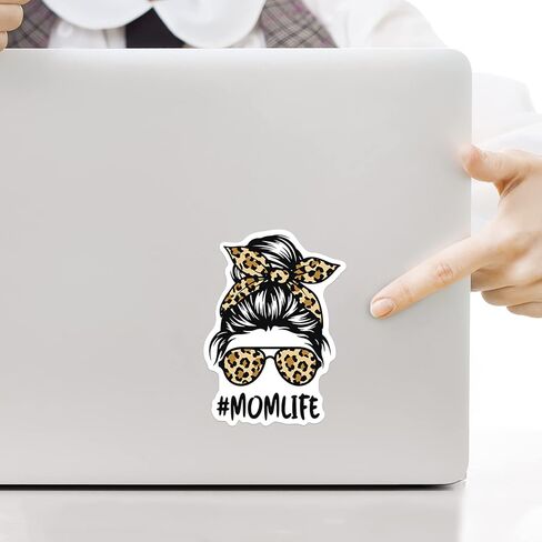 #Momlife-Cheetah Print-Messy BUN-BOY,Girl,Woman,DAD-Sunglasses-Vinyl Decal Stickers-CAR,Truck,Van,SUV,Window,Wall,Cup,Laptop-Two 5 INCH Decals-(2PACK)-S10014 in Kuwait