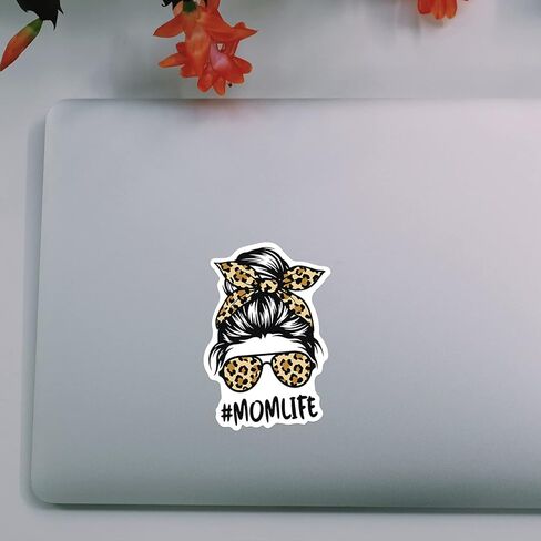 #Momlife-Cheetah Print-Messy BUN-BOY,Girl,Woman,DAD-Sunglasses-Vinyl Decal Stickers-CAR,Truck,Van,SUV,Window,Wall,Cup,Laptop-Two 5 INCH Decals-(2PACK)-S10014 in Kuwait