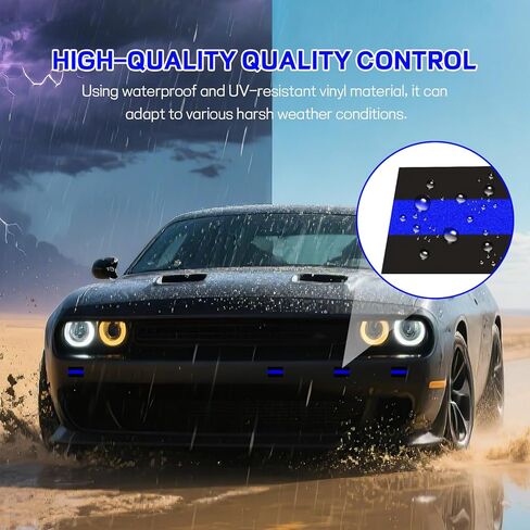 Hovom 10PCS Reflective Thin Blue Line License Plate Sticker, Waterproof Vinyl American Flag Thin Line Decal, Honoring Police Law Enforcement Stickers for Cars Trucks Window Bumper Laptop in Kuwait