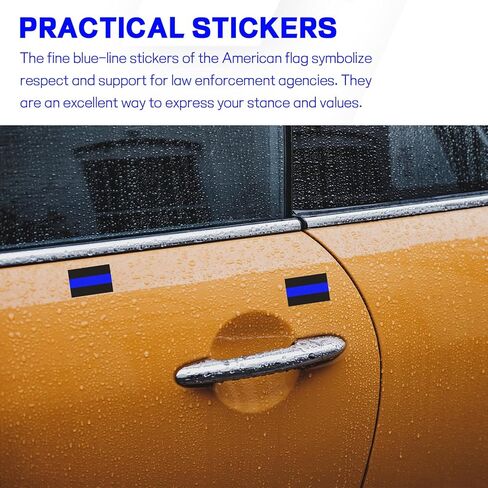 Hovom 10PCS Reflective Thin Blue Line License Plate Sticker, Waterproof Vinyl American Flag Thin Line Decal, Honoring Police Law Enforcement Stickers for Cars Trucks Window Bumper Laptop in Kuwait