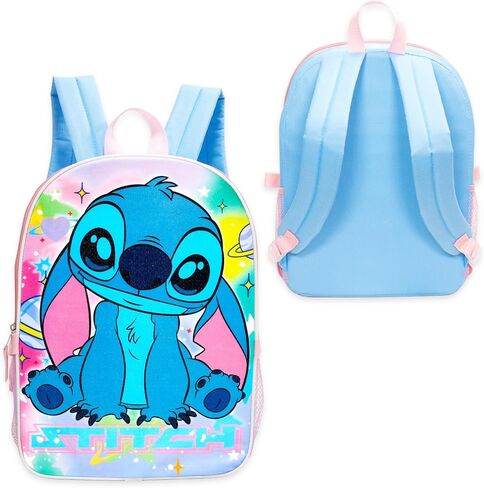 Disney Stitch Backpack with Lunch Box for Girls - Bundle 16" Backpack, Angel Lunch Bag, Water Bottle, More | Stitch and Angel School Bag for Kids, Teens in Saudi Arabia