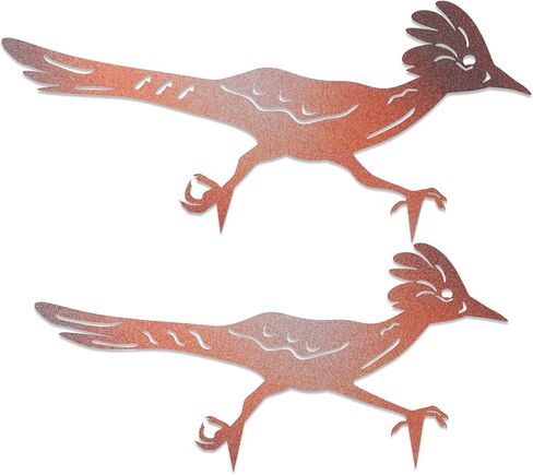 2 Pcs Roadrunner Garden Art Metal Yard Art Decorative Garden Stakes Southwest Desert Bird Decor for Garden Yard Metal Yard Ornaments Bird Art Mexican Roadrunner Gifts (Vivid) in Saudi Arabia