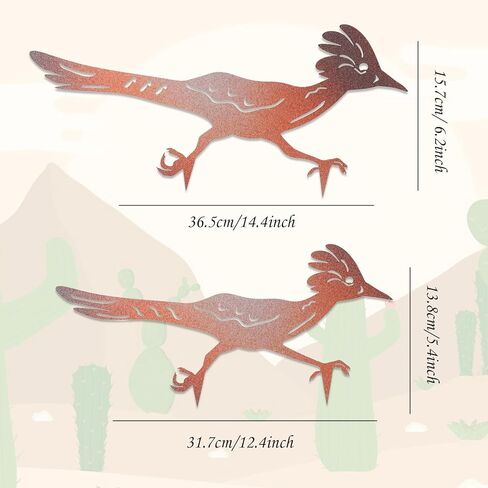 2 Pcs Roadrunner Garden Art Metal Yard Art Decorative Garden Stakes Southwest Desert Bird Decor for Garden Yard Metal Yard Ornaments Bird Art Mexican Roadrunner Gifts (Vivid) in Saudi Arabia