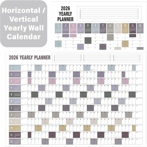 Full Year Calendar 2026 One Page, Yearly Wall Calendar, Paper Annual Wall Calendar, Big Ass Calendar, Horizonal/Vertical, 23" x 33" in Saudi Arabia
