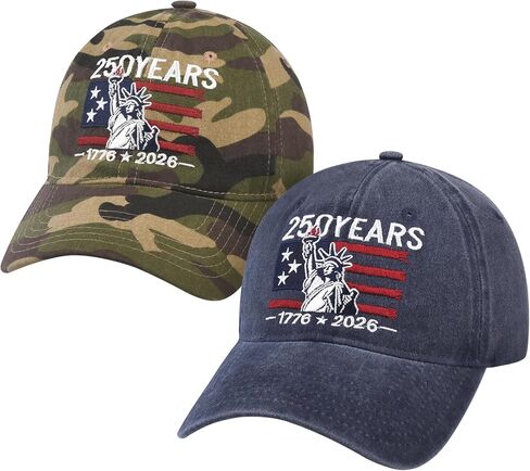 2 حزمة الولايات المتحدة الأمريكية الذكرى السنوية 250th قبعة بيسبول من القطن المغسول قبعة وطنية الأمريكية 250 سنة البضائع للرجال والنساء in Kuwait