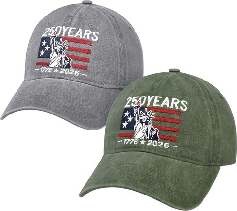 2 Pack USA 250th Anniversary Washed-Cotton Baseball Cap Patriotic Hat American 250 Year Merchandise for Men Women in Saudi Arabia