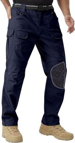Men's Stretch Tactical Work Pants with Removable Knee Pads, Water-Resistant Ripstop Cargo Pants for Outdoor & Hiking in Saudi Arabia