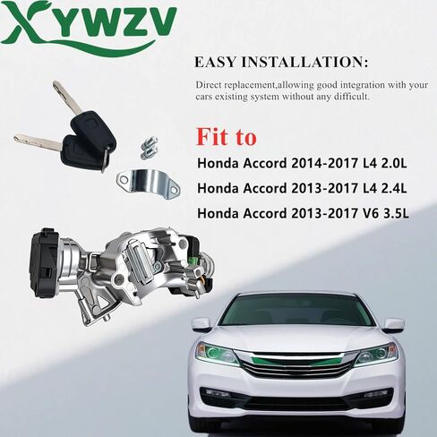 39730-T2A-A0 Ignition Lock Cylinder Switch with 2 Remote Key (Without chip) Compatible with Honda Accord 2013 2014 2015 2016 2017 2.0L 2.4L 3.5L,Replace 39730T2AA0 in Saudi Arabia