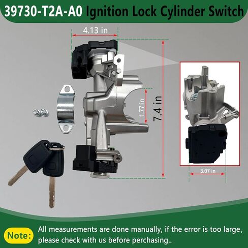 39730-T2A-A0 Ignition Lock Cylinder Switch with 2 Remote Key (Without chip) Compatible with Honda Accord 2013 2014 2015 2016 2017 2.0L 2.4L 3.5L,Replace 39730T2AA0 in Saudi Arabia