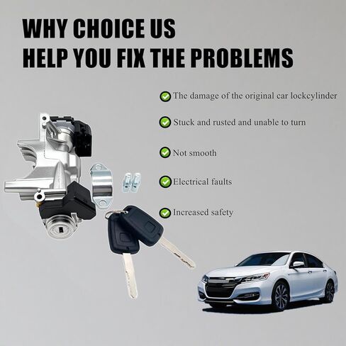 39730-T2A-A0 Ignition Lock Cylinder Switch with 2 Remote Key (Without chip) Compatible with Honda Accord 2013 2014 2015 2016 2017 2.0L 2.4L 3.5L,Replace 39730T2AA0 in Saudi Arabia