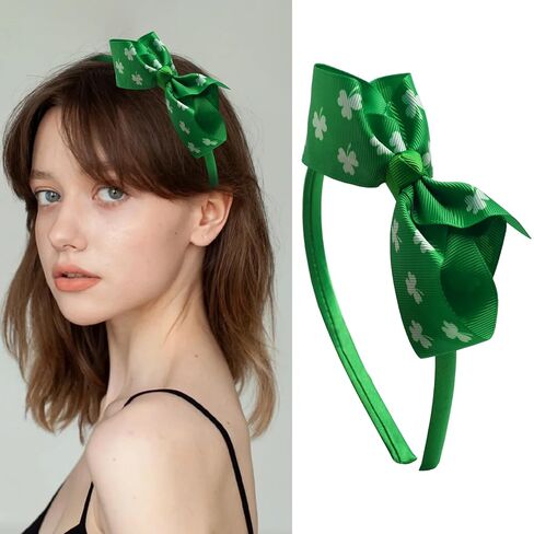 Ecuupas Green St. Patrick’s Day Headbands Shamrock Hairband Bow Clover Leprechaun Hair Hoop Design Luck Of The Irish Hair Accessories For Women Girls Toddler Head St. Patrick’s Day Wear Gifts in Kuwait