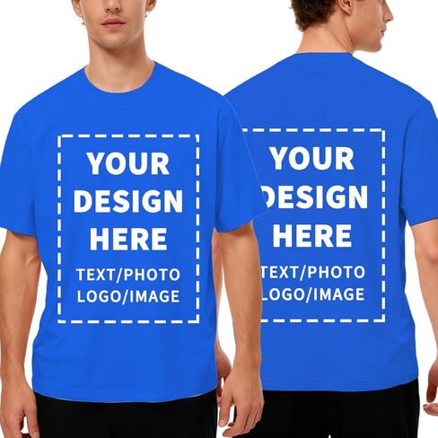 FEEGO Unisex Custom T Shirts for Men Women - Design Your Own with Photo, Front & Back Print, Short Sleeve Cotton Tees in Kuwait