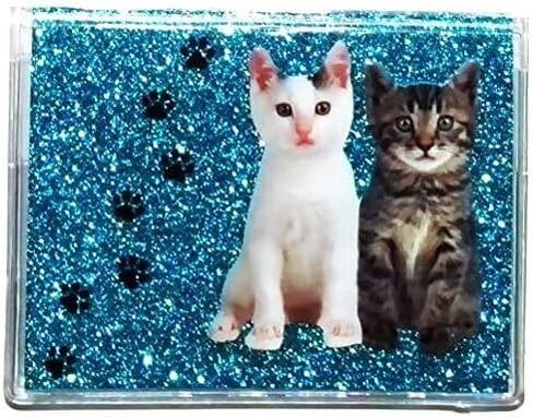 WINGS Craft & Fundraising Supply RFID Debit Credit Card Holder ATM Case, Bling Glitter Wildlife & Animals (Cat Kitten Teal with 2 Debit Registers) in Saudi Arabia