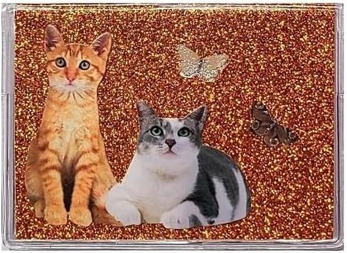 WINGS Craft & Fundraising Supply RFID Debit Credit Card Holder ATM Case, Bling Glitter Wildlife & Animals (Cat Kitten Teal with 2 Debit Registers) in Saudi Arabia
