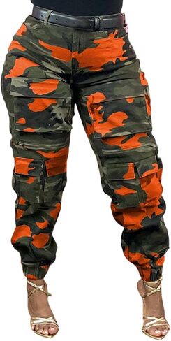 Tbahhir Womens Camo Jogger Pants, Cargo Print High Waisted Sweatpants Jogging Trousers with Pockets Casual Y2k Dressy in Kuwait