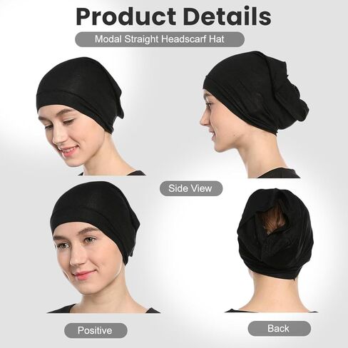 2 PCS 12×8.7Inch Under Scarf Hijab Cap Solid Color Stretch Turban Head Wrap Tube Inner Undercap for Unisex Black White in Kuwait
