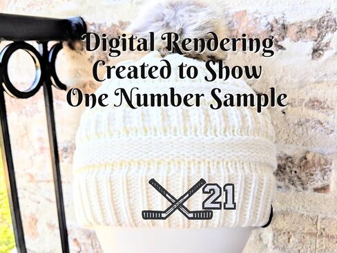 Women's Custom Ice Hockey Sticks Beanie Hat Cap, Optional Player Jersey Team Numbers, Monogrammed Winter Sewn Toque, Spirit Wear Games Mom Friend Wife Gift Clothing Present Embroidered Dark Grey in Kuwait