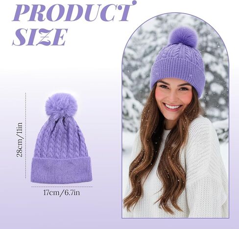 6 Pcs Women Winter Hats Beanies Pom Pom Hats Knit Cap Snow Ski Soft Warm Ski Cap for Women Men Warm Winter in Saudi Arabia