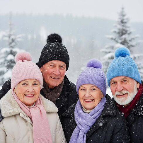 6 Pcs Women Winter Hats Beanies Pom Pom Hats Knit Cap Snow Ski Soft Warm Ski Cap for Women Men Warm Winter in Saudi Arabia