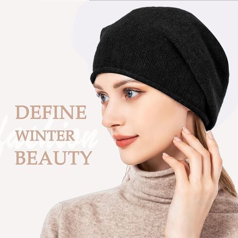1-Pack Hide Powder Slouchy Knit Beanie, Soft Warm Winter Hat for Women, Lightweight & Breathable in Saudi Arabia