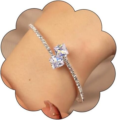 Glitter Crystal Rhinestone Cuff Bracelet for Women Crystal Open Cuff Tennis Bangle Bridal Wedding Prom Party Bracelet Jewelry in Kuwait