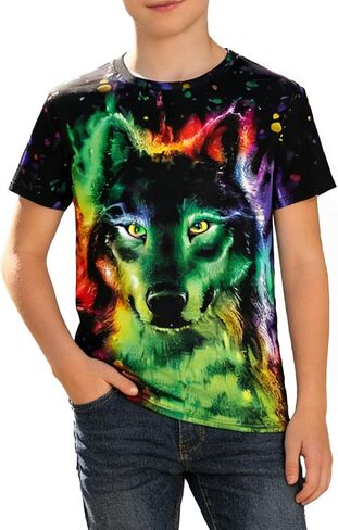 Boys 3D Print T-Shirts Girls Summer Colorful Design Graphic Tee Kids Crewneck Short Sleeve Causal Tops in Saudi Arabia