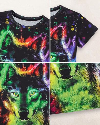 Boys 3D Print T-Shirts Girls Summer Colorful Design Graphic Tee Kids Crewneck Short Sleeve Causal Tops in Saudi Arabia