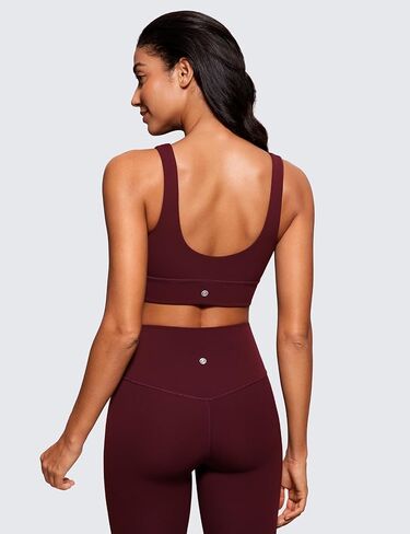 حمالات صدر رياضية طويلة من CRZ YOGA Butterluxe U Back للنساء - بلوزة قصيرة مبطنة لليوجا ومبطنة برقبة واسعة مع وسادات مدمجة in Kuwait
