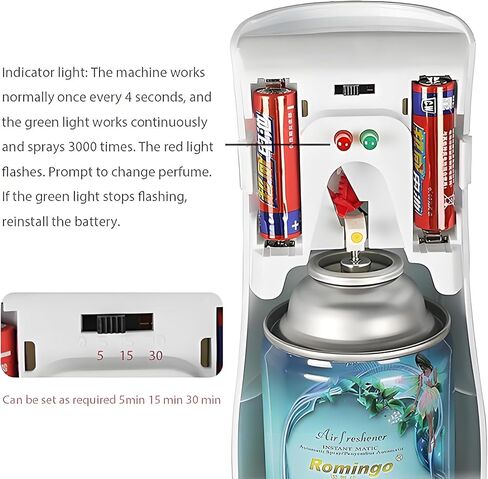 Automatic Air Freshener Spray Dispenser with 3 Timer Modes, Battery Operated with One-Year Warranty, Wall Mountable & Table Stand, for Home Office Toilet Decor (Cool White) in Kuwait