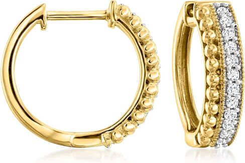 Ross-Simons 0.25 ct. t.w. Diamond Beaded Double-Row Hoop Earrings in 18kt Gold Over Sterling in Saudi Arabia