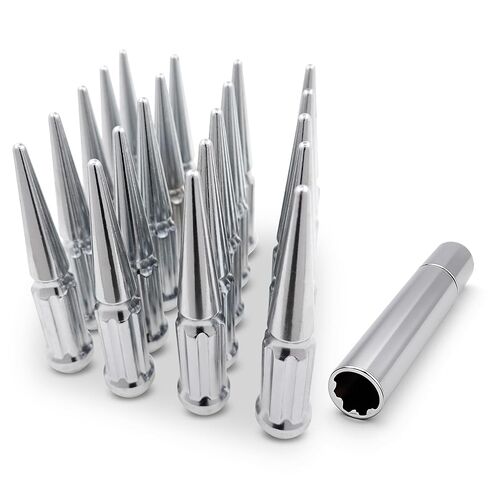 20 Solid Spline Spike Lug Nuts 1/2" Chrome for Ford Bronco T-Bird (4 Lug) Explorer Mustang (64-14) Ranger (5 Lug) in Saudi Arabia