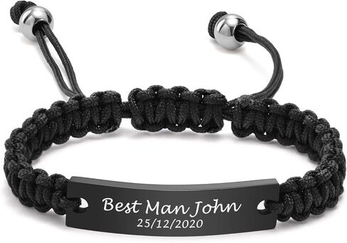 MEALGUET Personalized Bracelet for him : Handmade Braided Engraved Name ID Wristband Gift for Boyfriend,Husband,Dad, Customized Gift for Birthday, Valentine's Day, Anniversary in Saudi Arabia