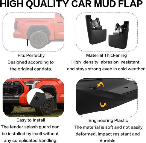PSLER Fit for 2022 2023 2024 2025 Tundra Set of 4PCS Mud Flaps Kit Splash Guards Mudguards Mudflaps with Hardware Kits Accessory Front and Rear in Saudi Arabia