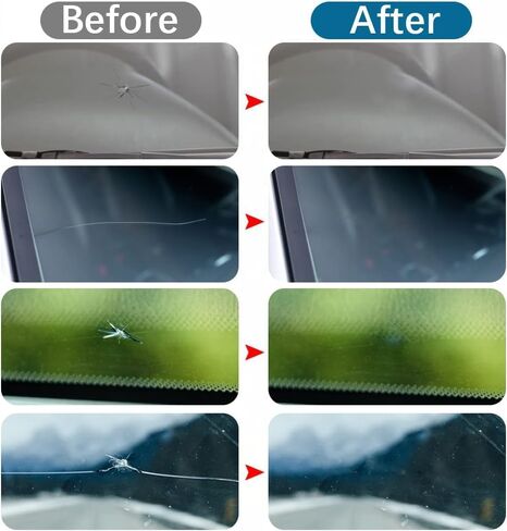 طقم إصلاح الزجاج الأمامي للسيارة (4 قطع)، طقم إصلاح تشققات الزجاج الأمامي، أداة الزجاج الأمامي للسيارة لإصلاح الرقائق، سائل إصلاح زجاج النانو، صدع على شكل نجمة in Kuwait