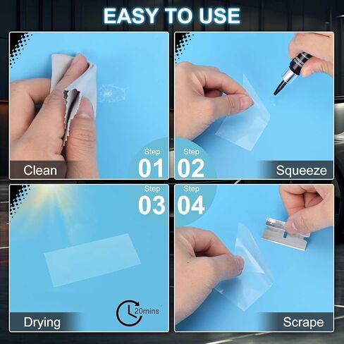طقم إصلاح الزجاج الأمامي للسيارة (4 قطع)، طقم إصلاح تشققات الزجاج الأمامي، أداة الزجاج الأمامي للسيارة لإصلاح الرقائق، سائل إصلاح زجاج النانو، صدع على شكل نجمة in Kuwait
