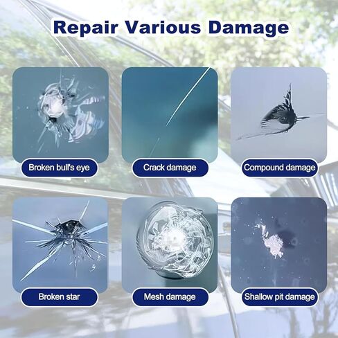 طقم إصلاح الزجاج الأمامي للسيارة (4 قطع)، طقم إصلاح تشققات الزجاج الأمامي، أداة الزجاج الأمامي للسيارة لإصلاح الرقائق، سائل إصلاح زجاج النانو، صدع على شكل نجمة in Kuwait