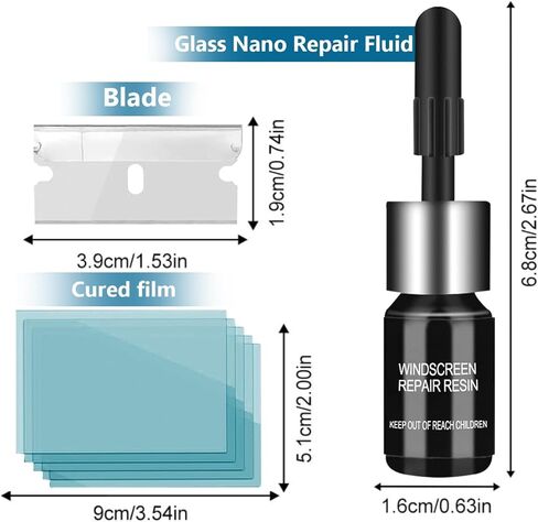 طقم إصلاح الزجاج الأمامي للسيارة (4 قطع)، طقم إصلاح تشققات الزجاج الأمامي، أداة الزجاج الأمامي للسيارة لإصلاح الرقائق، سائل إصلاح زجاج النانو، صدع على شكل نجمة in Kuwait