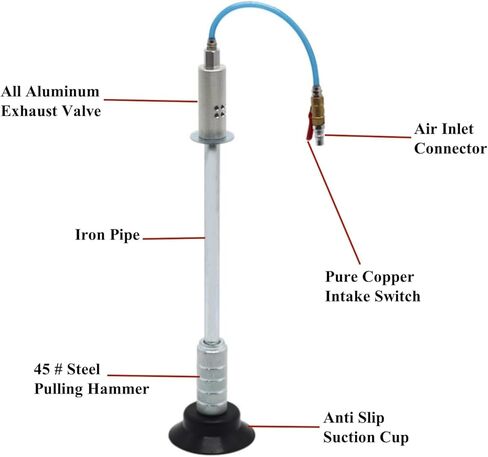 bangminda Car Dent Air Pneumatic Dent Puller,Heavy Pneumatic Sag Repair Pull Hammer,Vacuum Suction Steel Slide Hammer with 3 Suction Cups in Kuwait