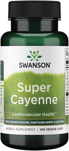 Swanson Super Cayenne - with Ginger Rhizome, Hawthorn Berry & Lecithin 100 Veg Caps in Kuwait