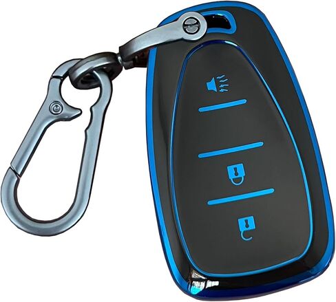 لأنظمة الدخول بدون مفتاح لـ Chevy Key Fob Shell مناسبة لـ Chevy Spark Traverse Equinox Trailblazer Trax 3 أزرار غطاء المفتاح الذكي (أسود-أزرق) in Saudi Arabia