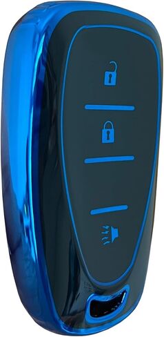 لأنظمة الدخول بدون مفتاح لـ Chevy Key Fob Shell مناسبة لـ Chevy Spark Traverse Equinox Trailblazer Trax 3 أزرار غطاء المفتاح الذكي (أسود-أزرق) in Saudi Arabia