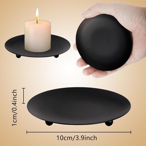 15 Pack Iron Plate Candle Holder, 4 Inch Black Candle Stand Plates for LED & Wax Candles, Decorative Iron Plate for Valentines Weddings Party Decorations in Kuwait