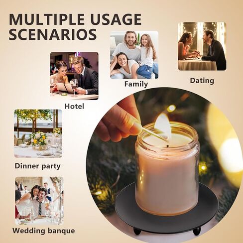 15 Pack Iron Plate Candle Holder, 4 Inch Black Candle Stand Plates for LED & Wax Candles, Decorative Iron Plate for Valentines Weddings Party Decorations in Kuwait