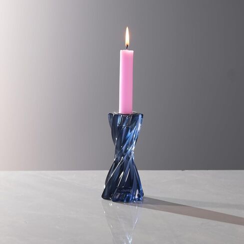 Twizzle Twist Candle Holder, Decorative Candle Holder for Table Display, Romantic Decoration, Unique Home Décor Aesthetic, Housewarming Gift, Candle Stand Height 5.7 inches Blue - Resin in Saudi Arabia